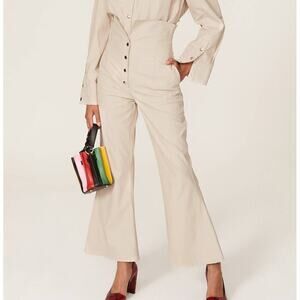 Sara Battaglia Faux Leather Pants High Waist 6 42IT